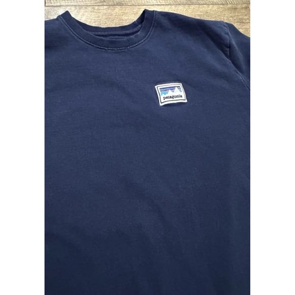 Patagonia Crewneck Sweatshirt Embroidered Logo Patch Large Navy Blue - Picture 4 of 7
